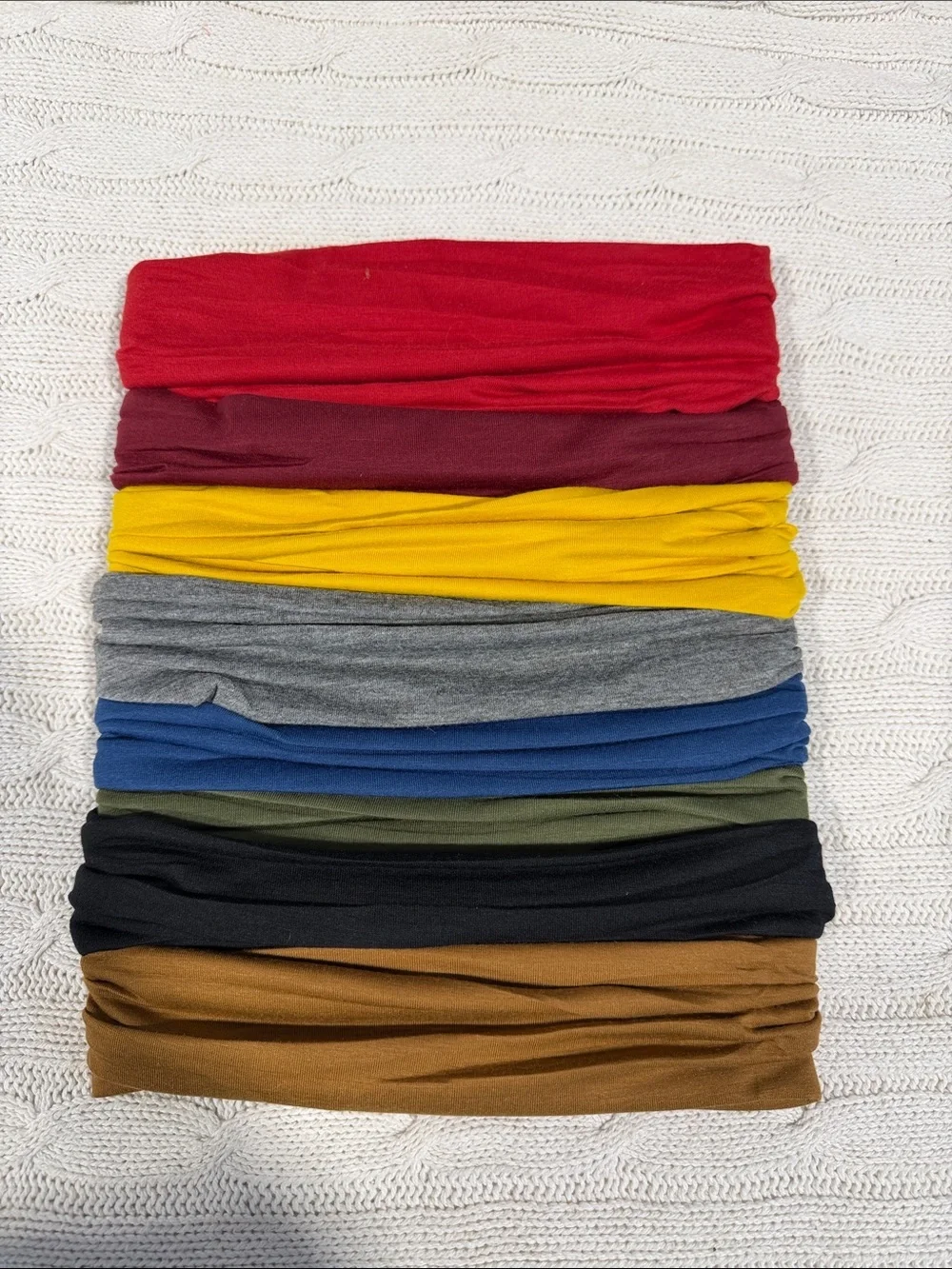 Assorted Knit Fabric headband Bundle in Mustard, Navy, Green, Red & More